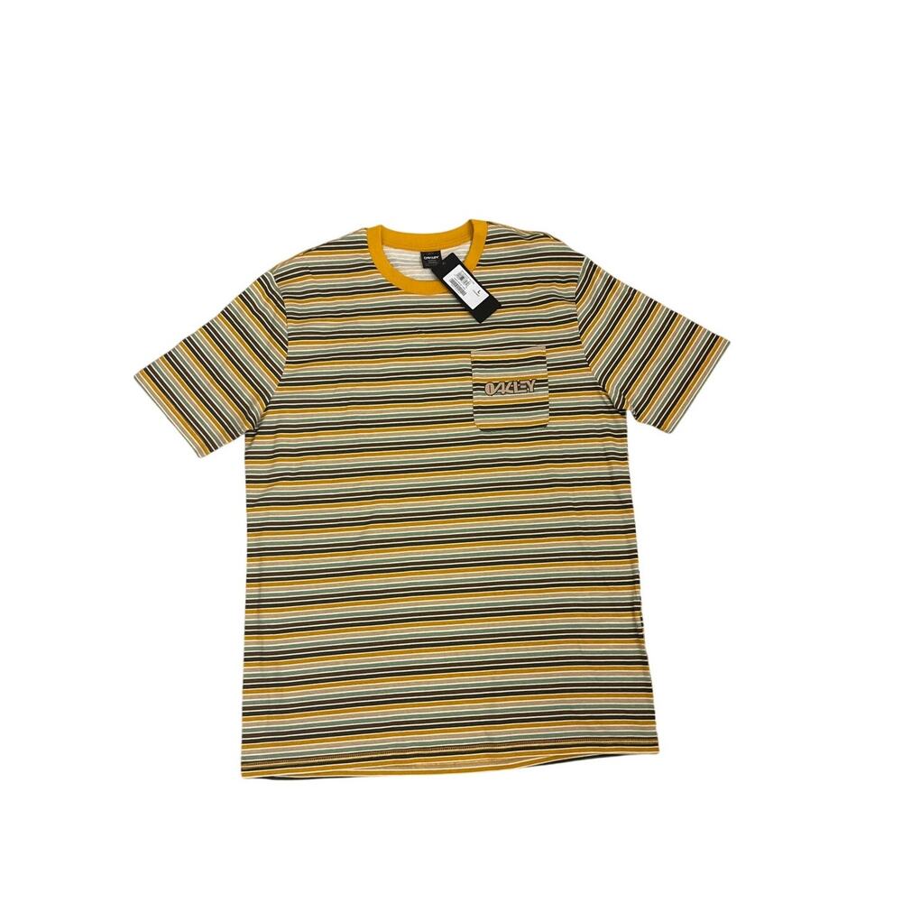 NWT Oakley 818 Graphic Sun Tee Yellow Stripe Short Sleeve T Shirt Large